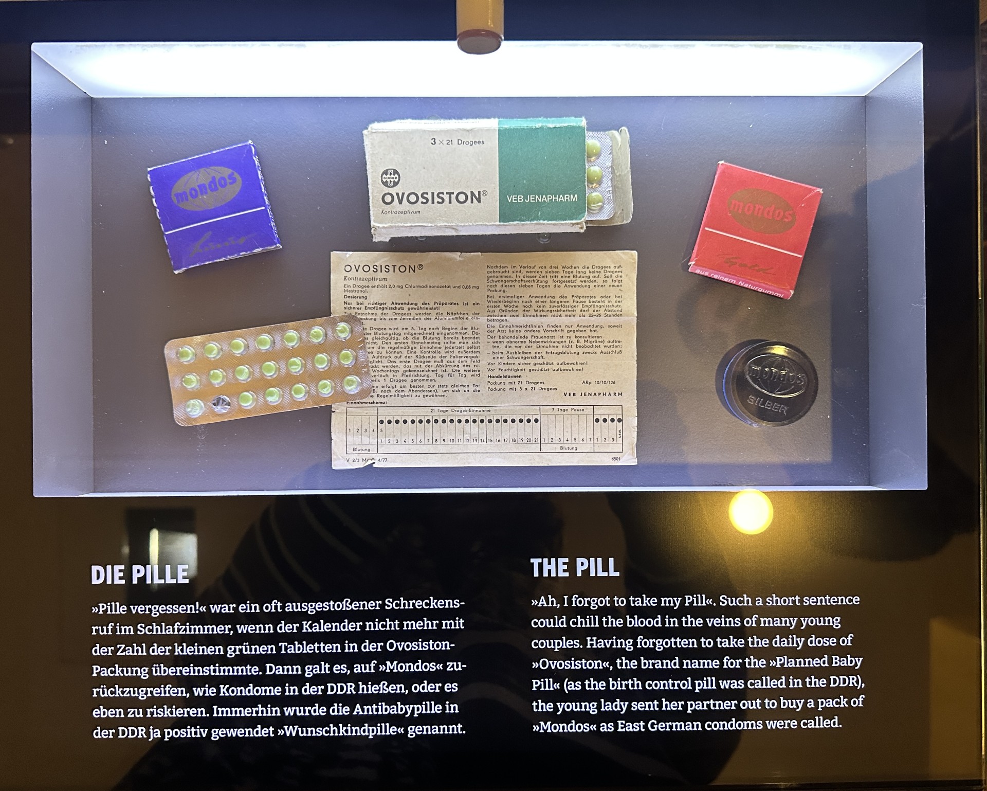 Image of old contraceptive pills displayed on case.