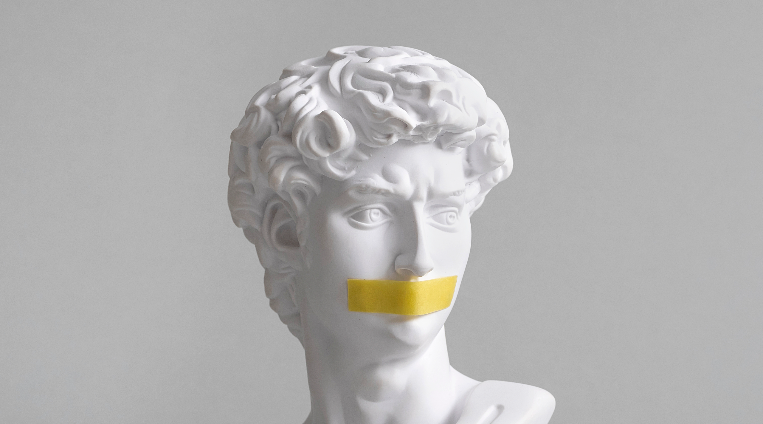 Ancient Greek marble sculpture taped lips